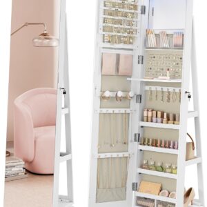 SONGMICS Samostatná šperkovnica s veľkým zrkadlom biela