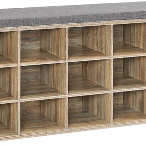 VASAGLE Skriňa na topánky s lavicou, 15 priehradiek, 105 x 48 x 30 cm, dubovo sivá