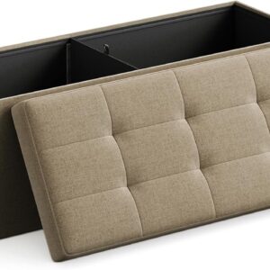 SONGMICS Stolička s úložným priestorom, 110 x 38 x 38 cm, béžová