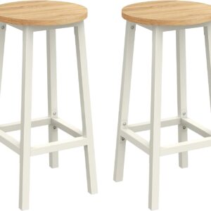 VASAGLE Kruhové barové stoličky, 65 cm, svetlo béžové drevo, 2 ks
