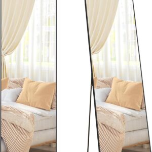 SONGMICS Stojacie zrkadlo s hliníkovým rámom, 160 x 50 cm, čierna