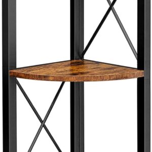 VASAGLE Rohová polica, 5 políc, 30 x 160 x 30 cm, hnedá