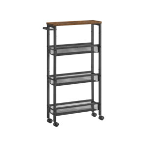 VASAGLE Kuchynský vozík, 3 koše, 13 x 77 x 45 cm, hnedý