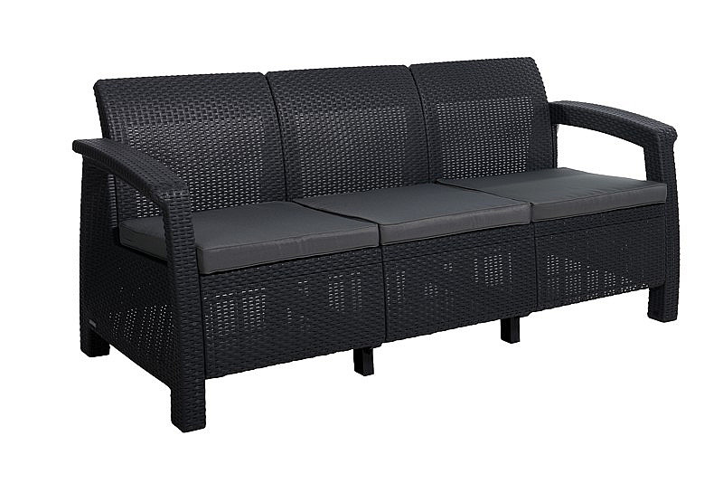 DEOKORK Záhradná ratanová pohovka CORFU LOVE SEAT MAX (antracit)