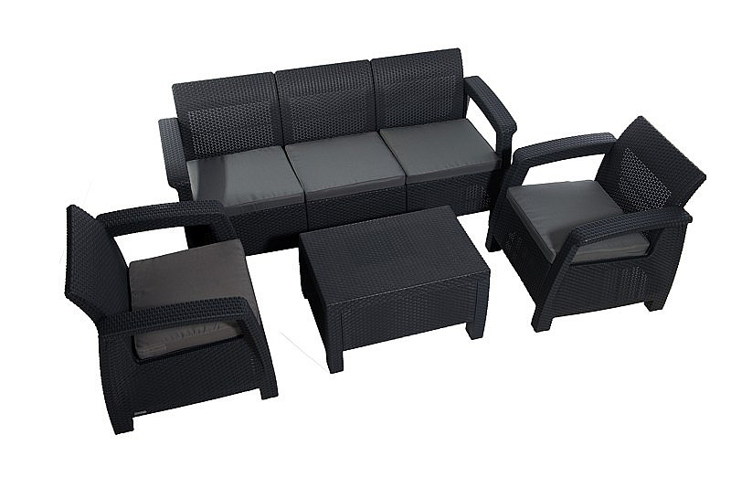 DEOKORK Záhradná ratanová pohovka CORFU LOVE SEAT MAX (antracit) – Obrázok 2