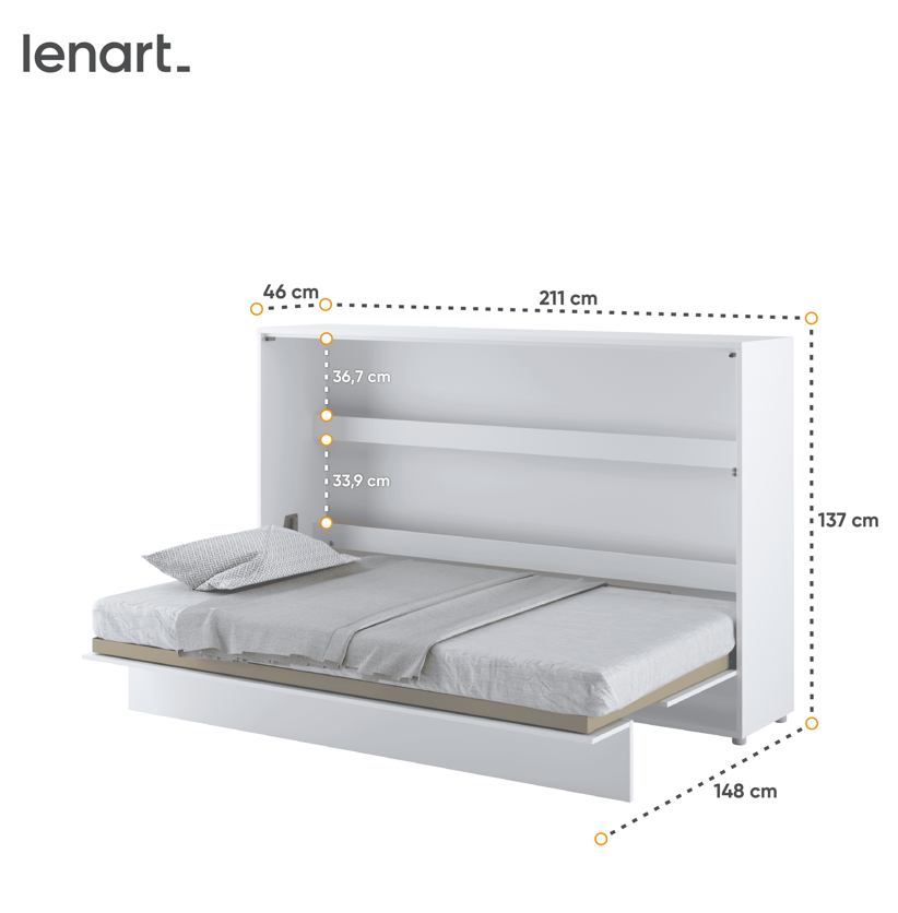 Dig-net nábytok Sklápacia posteľ Lenart BED CONCEPT BC-05 biela | 120 x 200 cm – Obrázok 4