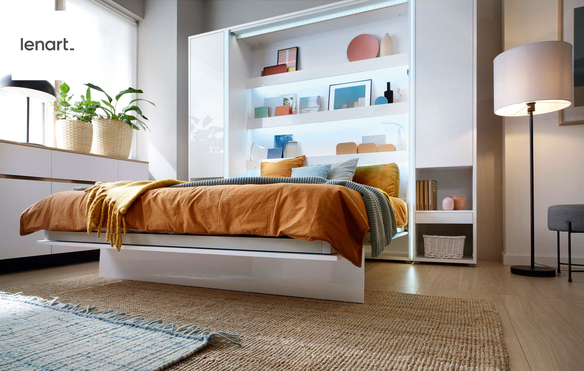 Dig-net nábytok Sklápacia posteľ Lenart BED CONCEPT BC-06p biely lesk | 90 x 200 cm – Obrázok 11
