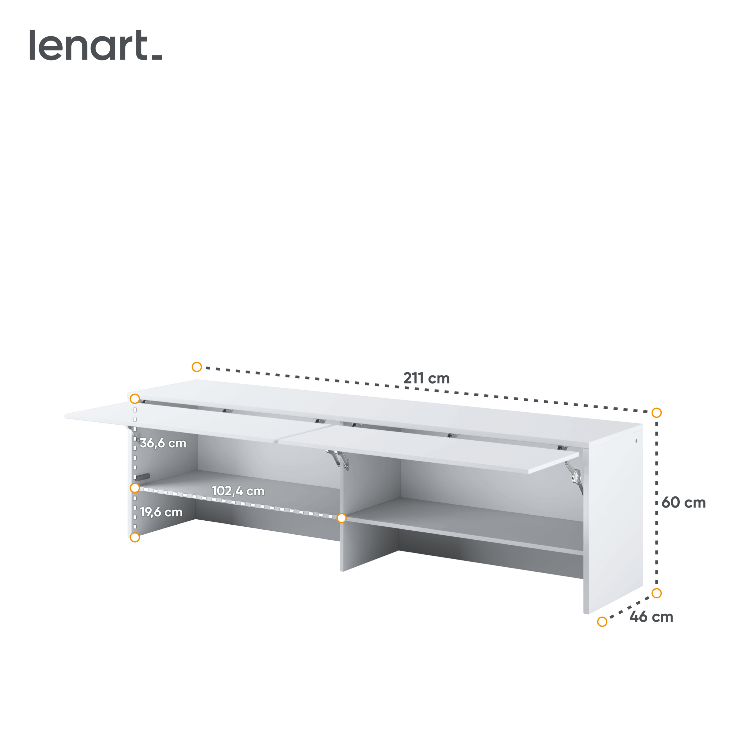 Dig-net nábytok Nadstavec pre sklápaciu posteľ Lenart BED CONCEPT BC-09 | biela – Obrázok 3