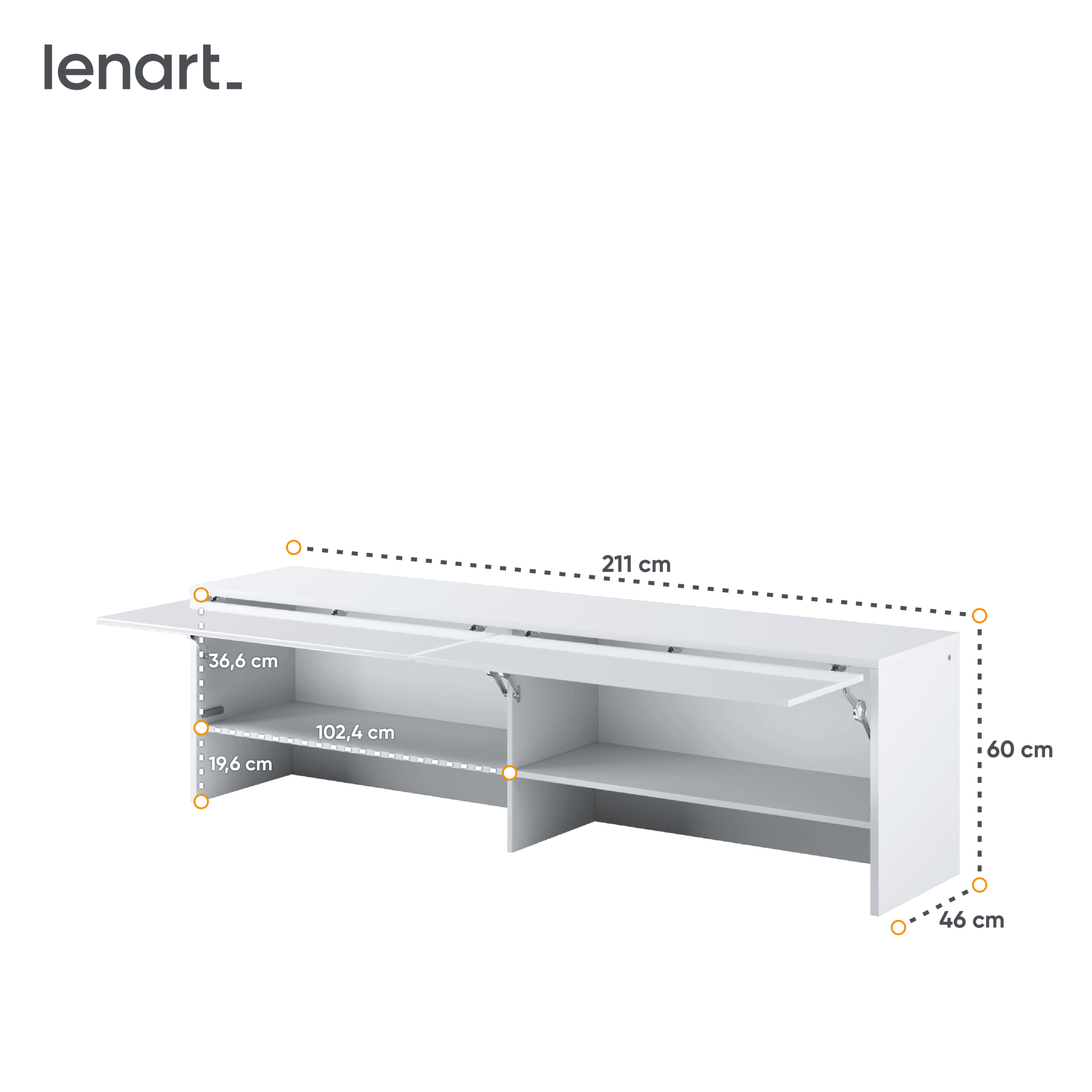 Dig-net nábytok Nadstavec pre sklápaciu posteľ Lenart BED CONCEPT BC-09p | biely lesk – Obrázok 4