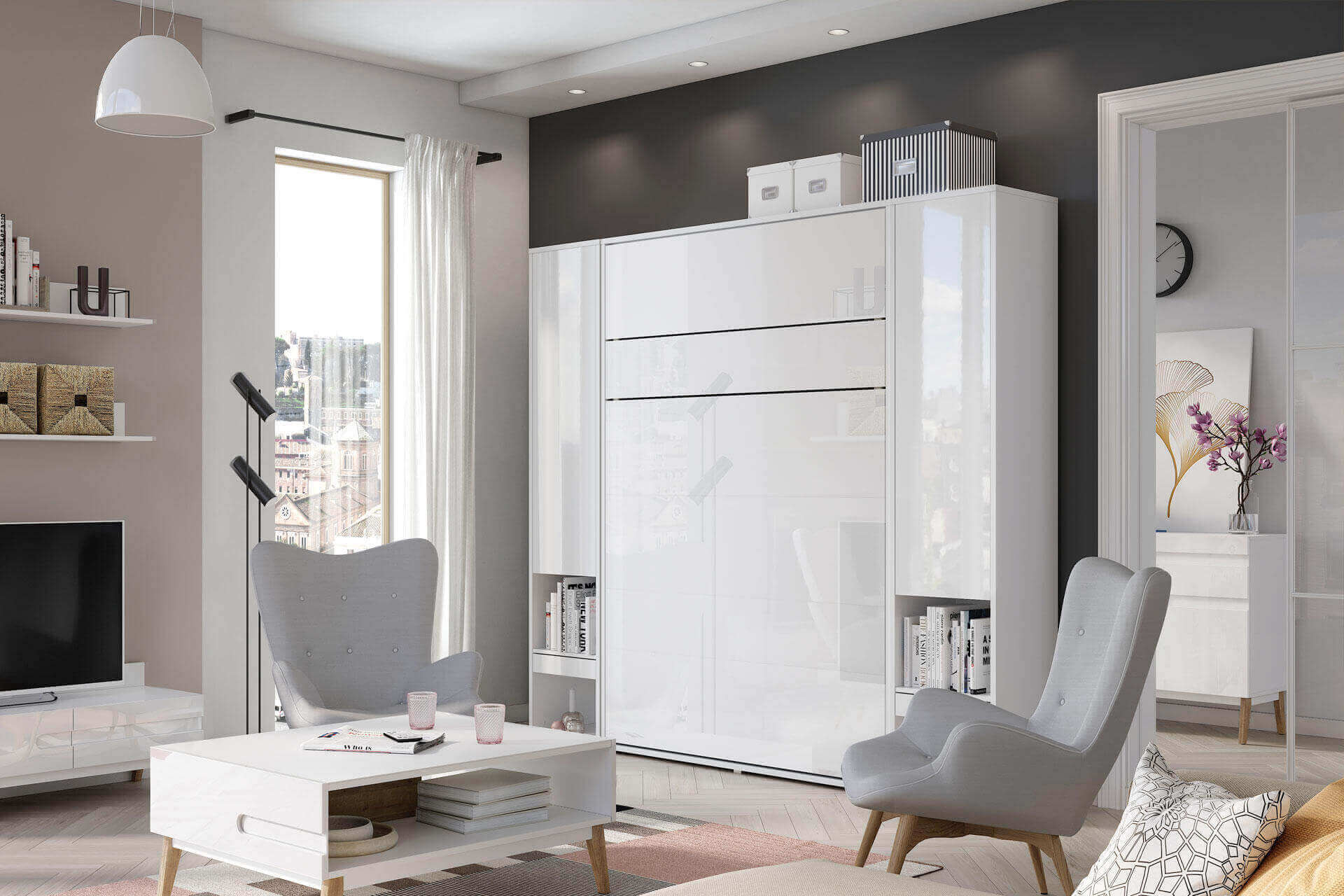 Dig-net nábytok Nadstavec pre sklápaciu posteľ Lenart BED CONCEPT BC-10p | biely lesk – Obrázok 2