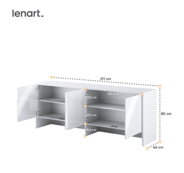 Dig-net nábytok Nadstavec pre sklápaciu posteľ Lenart BED CONCEPT BC-10p | biely lesk – Obrázok 5