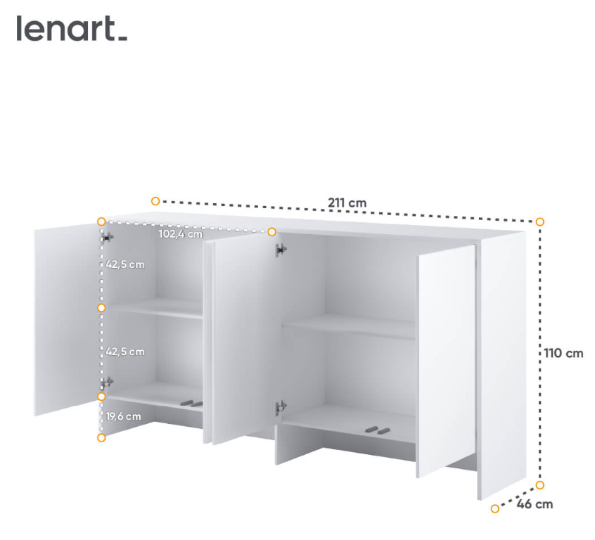 Dig-net nábytok Nadstavec pre sklápaciu posteľ Lenart BED CONCEPT BC-11 | biela – Obrázok 4
