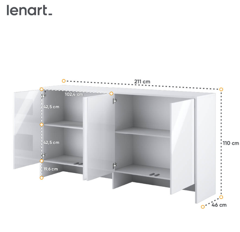 Dig-net nábytok Nadstavec pre sklápaciu posteľ Lenart BED CONCEPT BC-11p | biely lesk – Obrázok 5