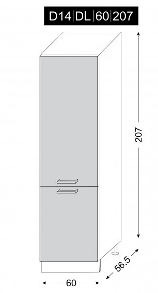 ArtExt Kuchynská skrinka vysoká pre vstavanú chladničku PLATINIUM | D14DL 60 207 Farba korpusu: Grey – Obrázok 17