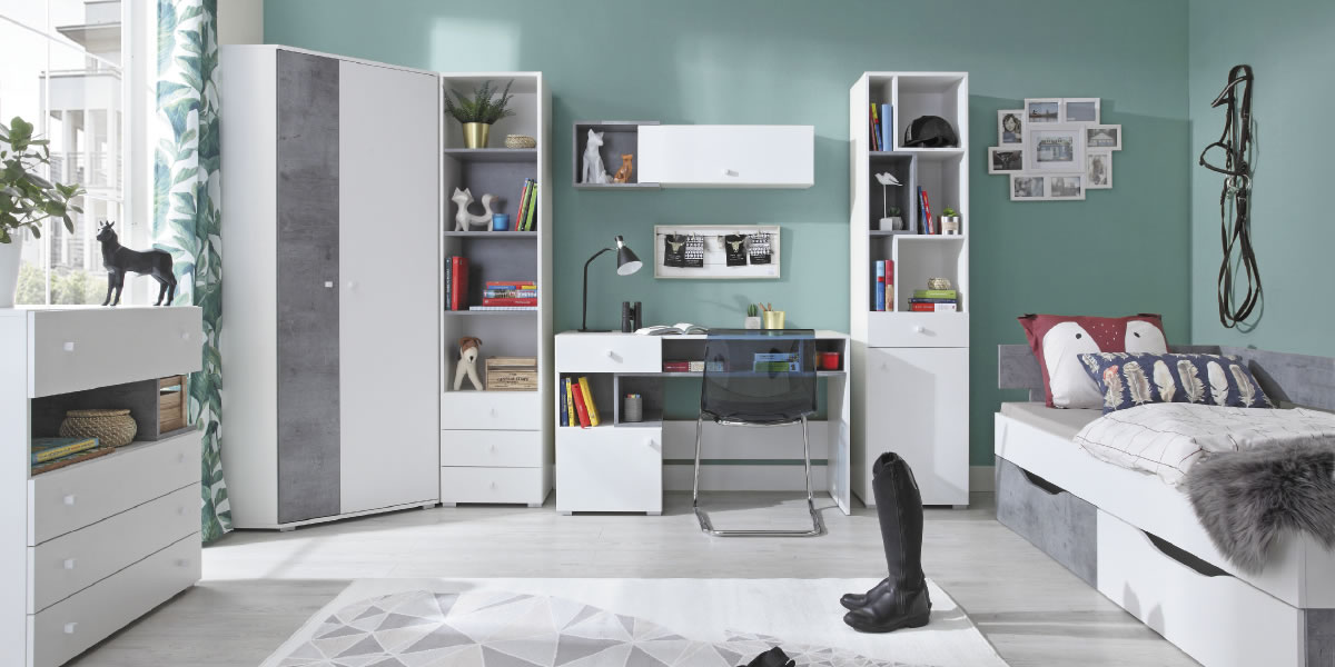 Meblar Šatníková skriňa SIGMA SI3 L/P Farba: beton/biela/dub – Obrázok 9