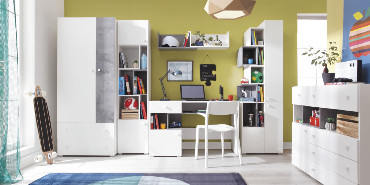 Meblar Šatníková skriňa SIGMA SI3 L/P Farba: beton/biela/dub – Obrázok 4