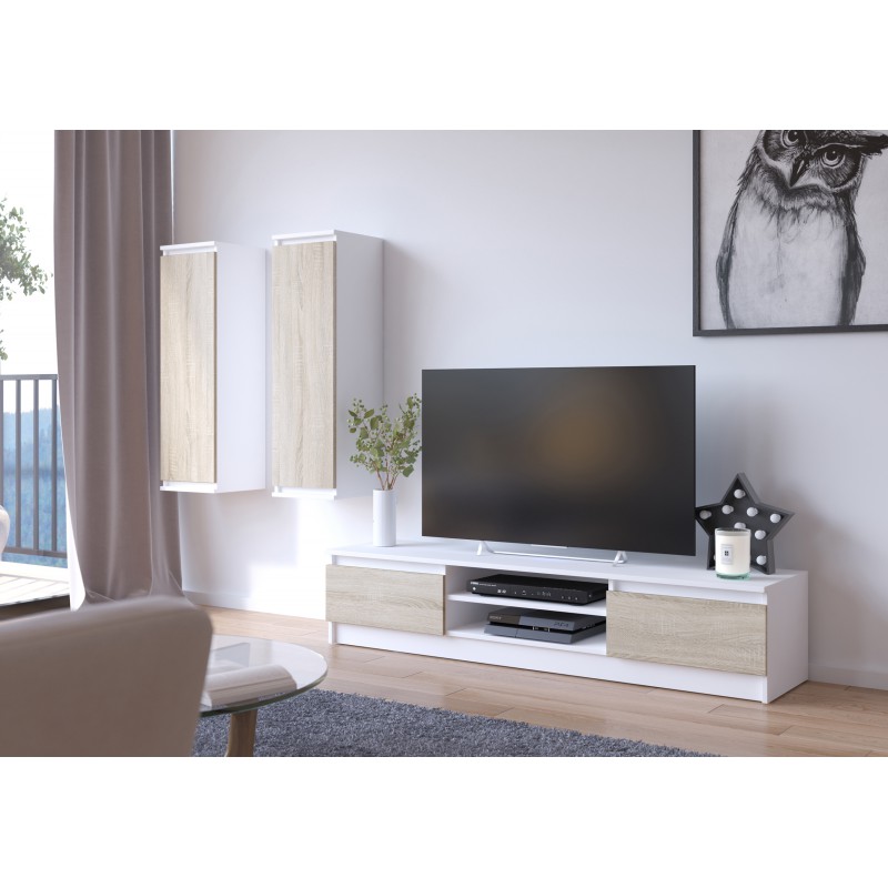 ArtAko TV stolík CLIPS K160 Farba: Biela / dub sonoma – Obrázok 2