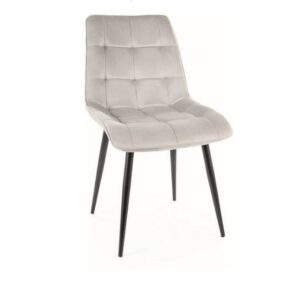 Signal Jedálenská stolička CHIC VELVET | čierne nohy Farba: Svetlosivá / Bluvel 03