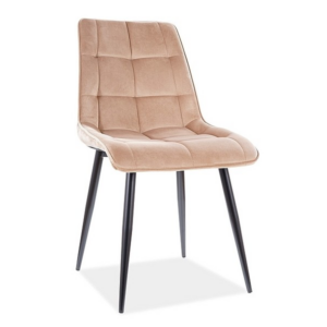 Signal Jedálenská stolička CHIC VELVET | čierne nohy Farba: Béžová / Bluvel 28