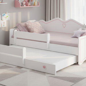 ArtAdrk Detská posteľ s prístelkou EMKA II | biela/ružová 80 x 160 cm