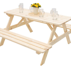 DEOKORK Masívny drevený pivný set z borovice 160 cm hrúbka 28 mm