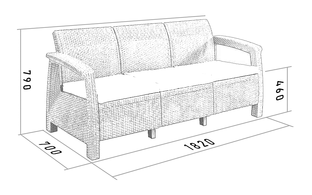 DEOKORK Záhradná ratanová pohovka CORFU LOVE SEAT MAX (antracit) – Obrázok 3