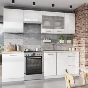 Artstolk Kuchynská linka VITA | biely lesk 1,8 – 2,4 m