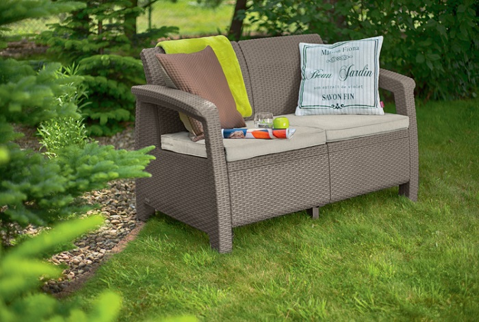 KETER Záhradná pohovka GREEK LOVE SEAT | cappuccino – Obrázok 2