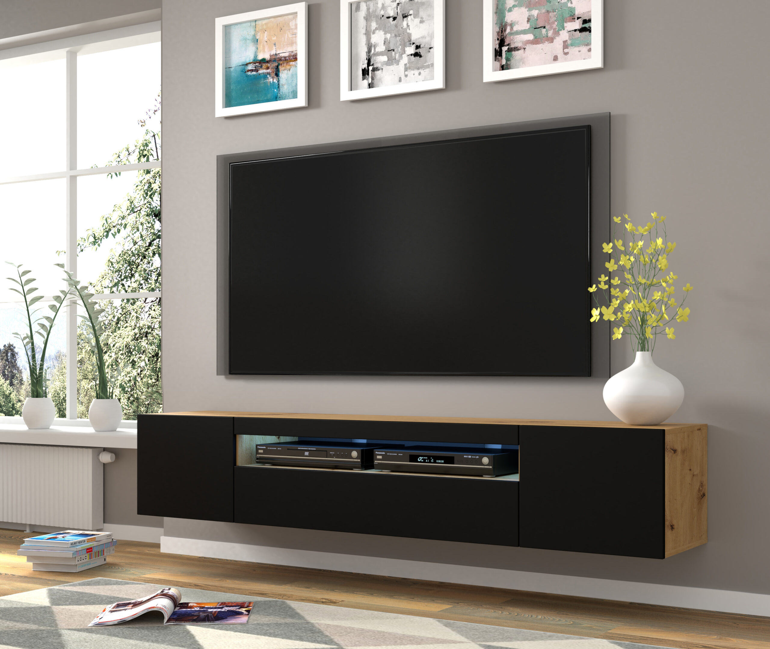 ARTBm TV stolík AURA 200 | dub artisan/čierny mat – Obrázok 3