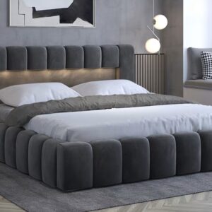 ArtElta Manželská posteľ LAMICA s osvetlením | 140 x 200 cm Farba: Monolith 85