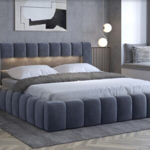 ArtElta Manželská posteľ LAMICA s osvetlením | 180 x 200 cm Farba: Monolith 85