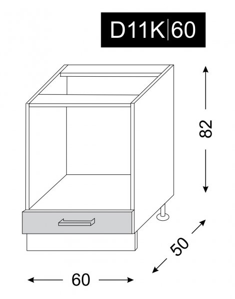 ArtExt Kuchynská skrinka spodná pre vstavanú rúru SILVER | D11K 60 Farba korpusu: Biela – Obrázok 21