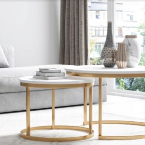 ArtSft Sada konferenčných stolíkov ANIA II | zlatá podstava