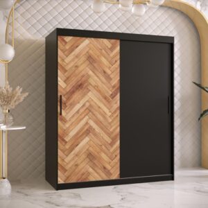 ArtAbiks Šatníková skriňa PARKIET | 150  x 200 cm farebné prevedenie: Čierna / dub artisan