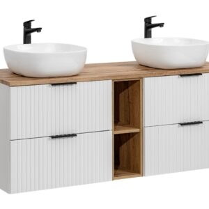 ArtCom Kúpeľňová skrinka s umývadlom a doskou ADEL White DU140/1 | 140 cm