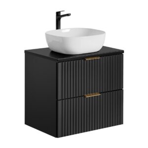 ArtCom Kúpeľňová skrinka s umývadlom a doskou ADEL Black DU60/1 | 60 cm