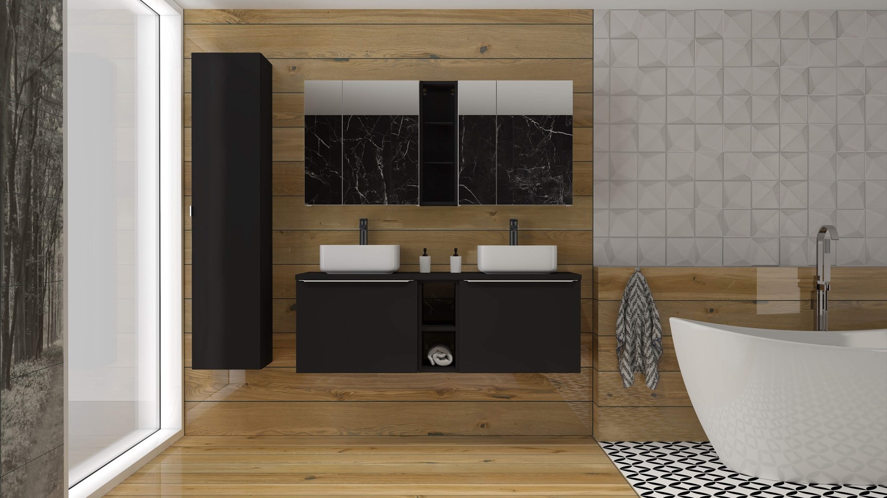 ArtCom Regal do kúpeľne SANTA FE Black 83-01 – Obrázok 2