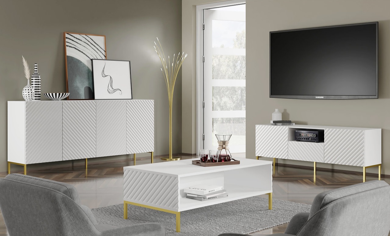 ARTBm Tv stolík SURF 200 | 2D2S Prevedenie: Biely mat / zlaté nohy – Obrázok 14