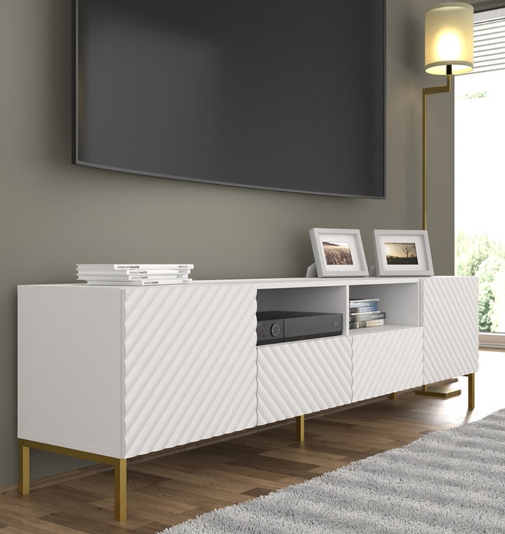 ARTBm Tv stolík SURF 200 | 2D2S Prevedenie: Biely mat / zlaté nohy – Obrázok 8