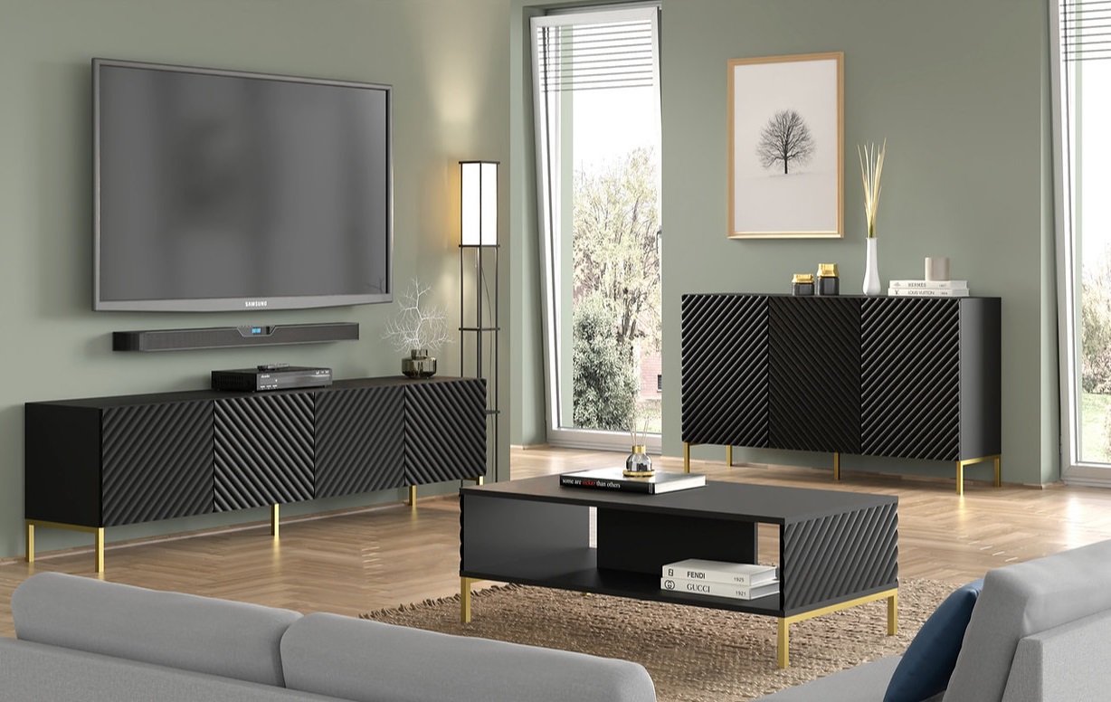 ARTBm Tv stolík SURF 200 | 2D2S Prevedenie: Biely mat / zlaté nohy – Obrázok 4