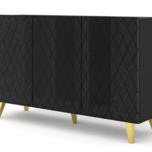 ARTBm Komoda DIUNA 145 3D | lesk Prevedenie: Čierny lesk / zlaté nohy