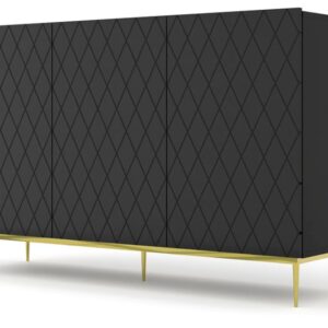 ARTBm Komoda DIUNA 145 3D | čierny mat Prevedenie: Čierny mat / zlatá podnož