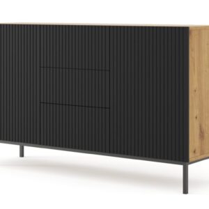 ARTBm Komoda RAVENNA B 2D3S 150 | dub artisan / čierna matná Prevedenie: Dub artisan / čierna matná / čierna podnož