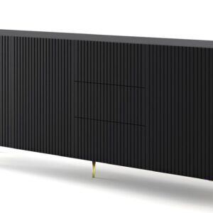 ARTBm Komoda RAVENNA B 3D3S 200 | čierna matná Prevedenie: Čierny mat  / zlaté nohy
