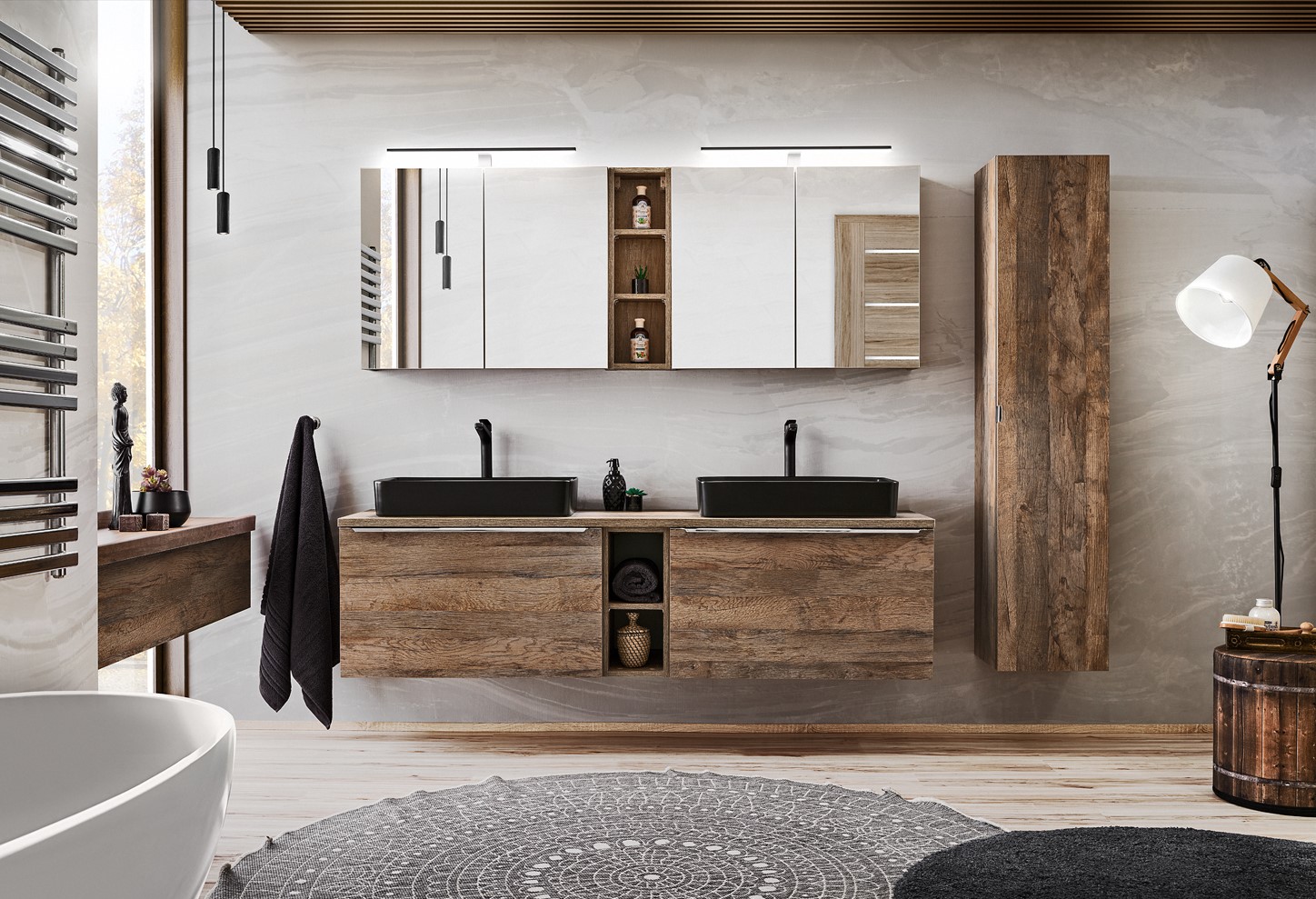 ArtCom Zrkadlová skrinka SANTA FE Oak 84-80 | 80 cm – Obrázok 7
