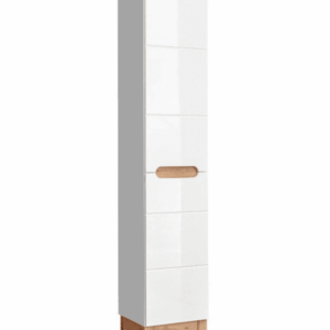 ArtCom Vysoká skrinka do kúpeľne s košom BALI White 804