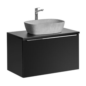 ArtCom Kúpeľňová skrinka s umývadlom a doskou SANTA FE Black DU80/1 | 80 cm