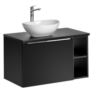 ArtCom Kúpeľňová skrinka s umývadlom a doskou SANTA FE Black DU80/3 | 80 cm