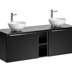 ArtCom Kúpeľňová skrinka s umývadlom a doskou SANTA FE Black DU140/1 | 140 cm