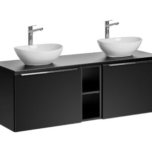 ArtCom Kúpeľňová skrinka s umývadlom a doskou SANTA FE Black DU140/2 | 140 cm